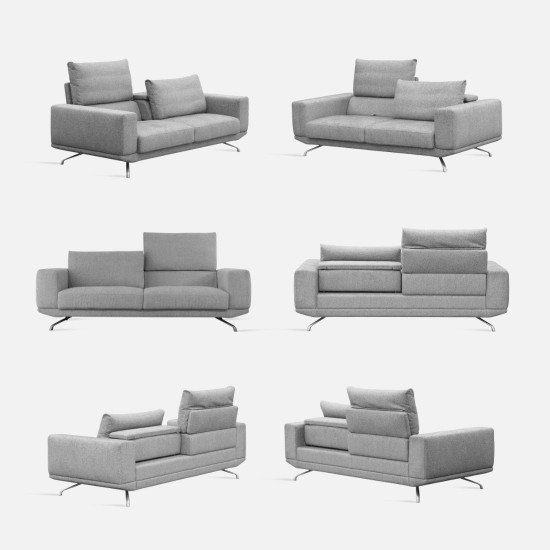 Aston Recliner Sofa, 210, Grey (with ottoman) [In-Stock x2]